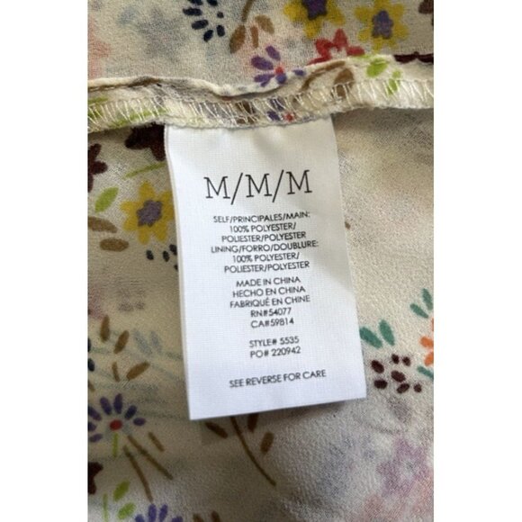 Cabi Cream Multicolor Floral Collared Sheer Sleeveless Top Tank Size Medium - Picture 6 of 7